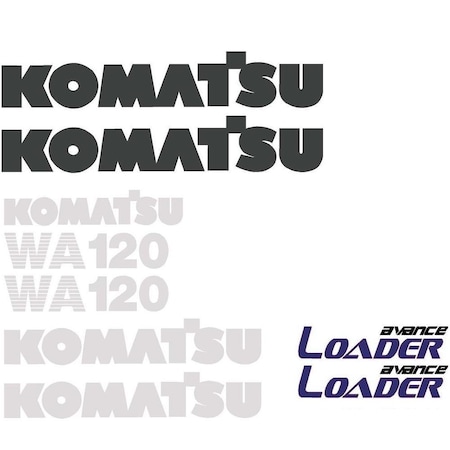 Aftermarket Komatsu Wheel Loader WA120 Decal Set with Avance Loader Decals KOMWA120-3DECALSET